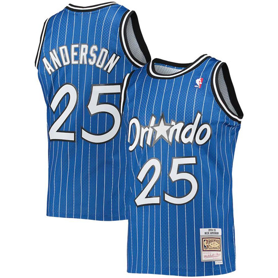 Men's Orlando Magic #25 Nick Anderson 1994-95 Blue Stitched Jersey Men's Orlando Magic #25 Nick Anderson 1994-95 Blue Stitched Jersey